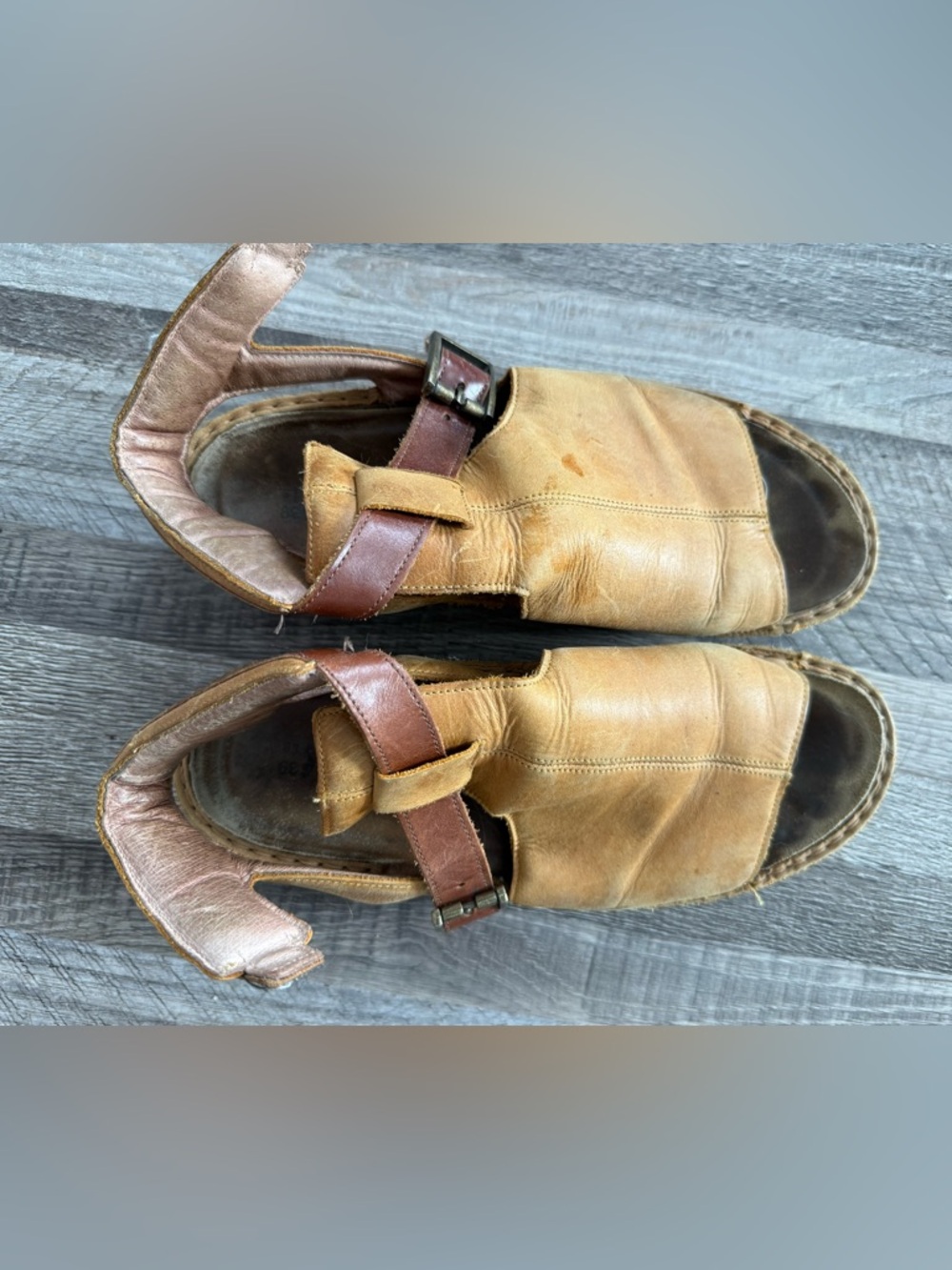 Naot Leather Open-Toe Sandals in Tan and Brown